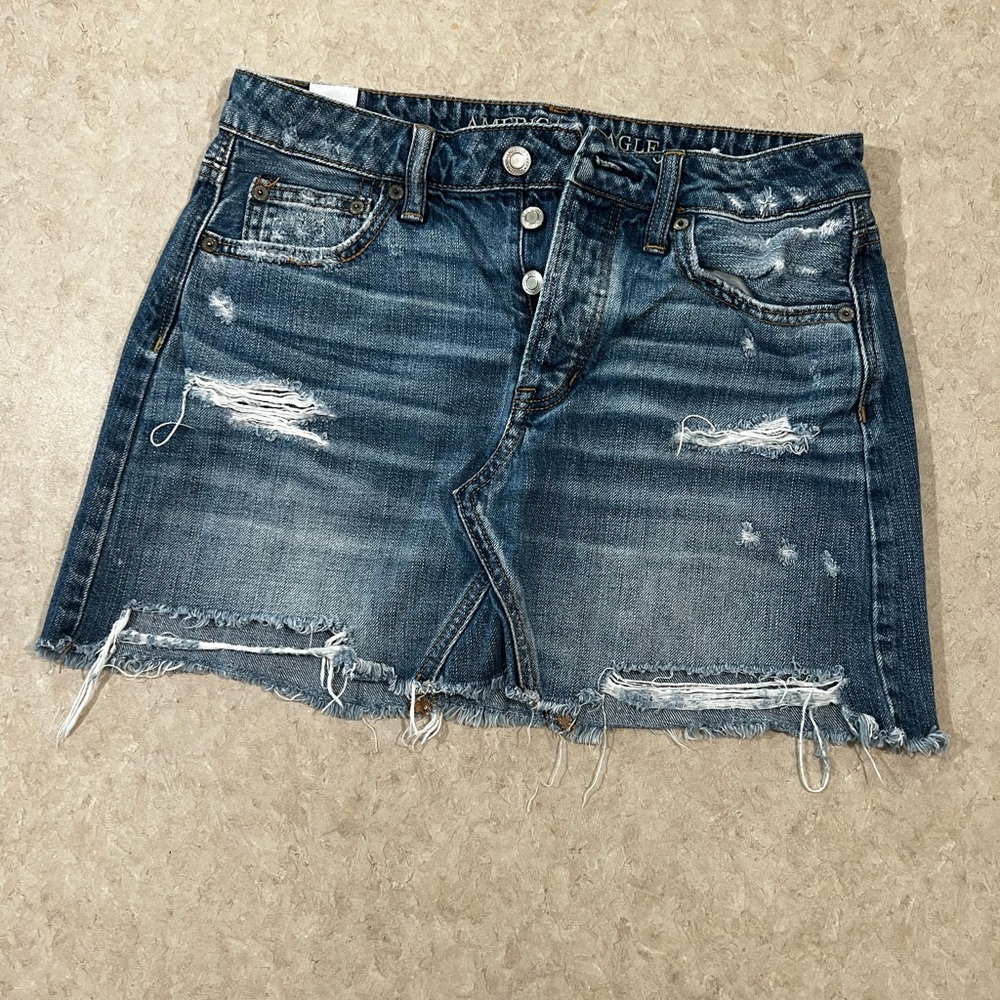 American Eagle jean ripped mini skirt